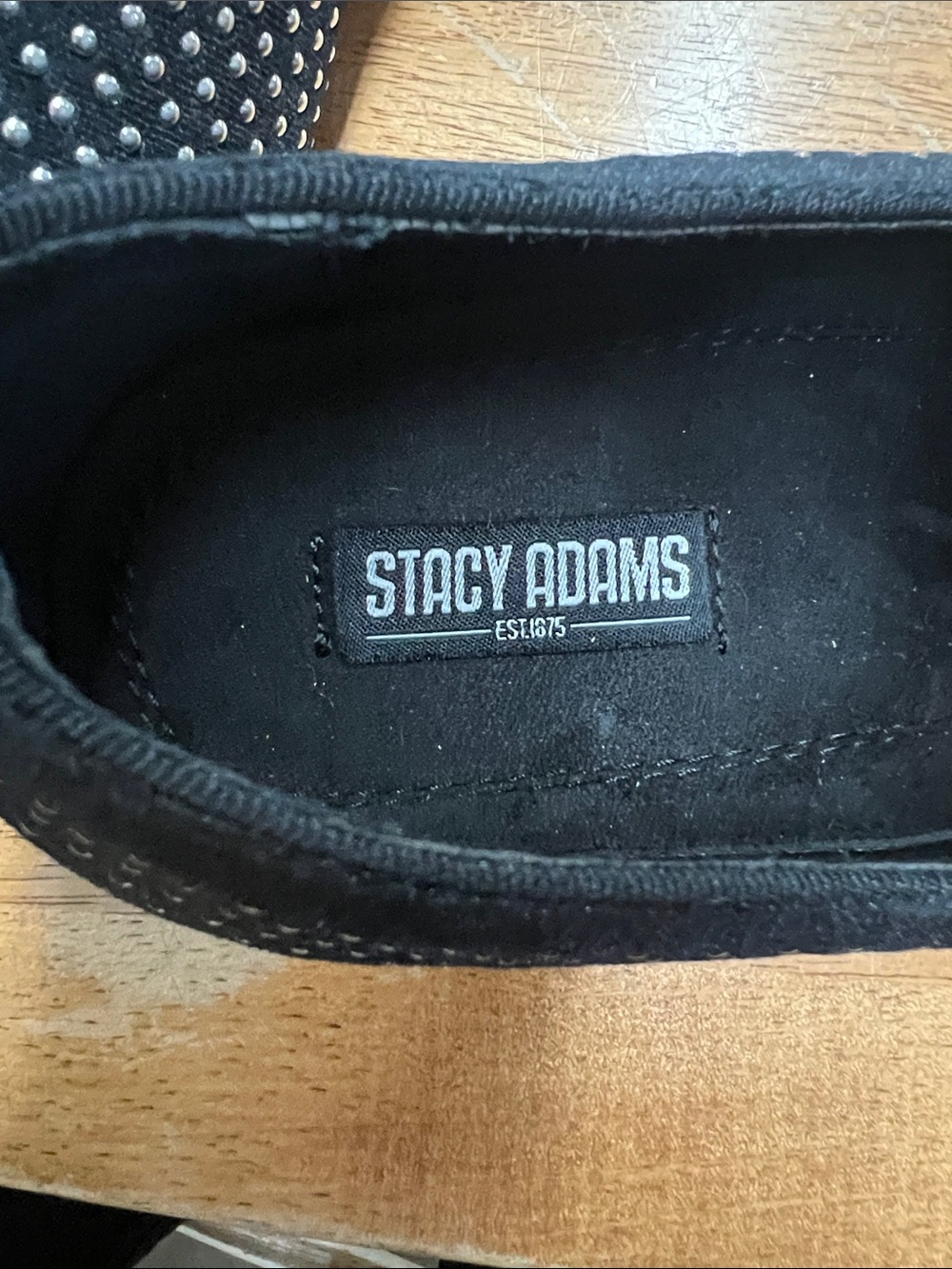 Stacy Adams Black Velvet Studded Slip-On Loafers - Picture 2 of 11
